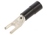 Furcă M5 &Oslash; 5,3mm 10mm2 crimpat pe cablu izolată neagră