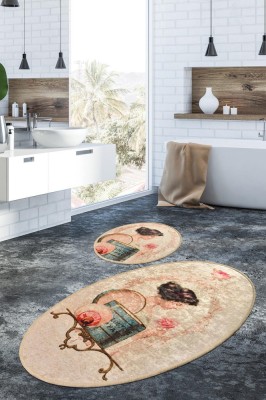 Set Covor de baie (2 bucăți), Bej foto