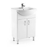 Dulap Baie Inferior Bianca Plus 55 Alb Lucios cu Lavoar Ceramic 56.5x47.2 cm, MDF, 82x55x48 cm