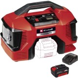 Einhell Pressito 18/21 PXC + Starter Kit - Compresor aer 10.5 bar + Set 1 acumulator si incarcator Li-Ion 18 V 4 Ah
