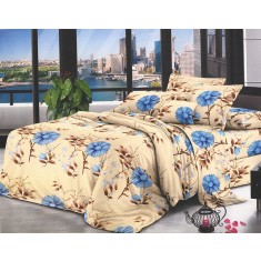 Lenjerie de pat pentru o persoana cu husa de perna patrata, Neva, bumbac mercerizat, multicolor
