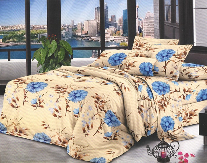 Lenjerie de pat pentru o persoana cu 2 huse de perna dreptunghiulara, Neva, bumbac mercerizat, multicolor
