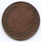 Romania 5 Bani 1867 Watt &amp; Co - Carol I, Cupru, 25 mm, KM-3.2