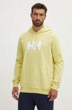 Helly Hansen hanorac de bumbac HH LOGO HOODIE bărbați, culoarea bleumarin, cu glugă, cu imprimeu 33977