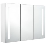 Cumpara ieftin Dulap de baie cu oglinda si LED, alb stralucitor, 89x14x62 cm