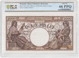 2000 lei 1941 PCGS66 unc bancnota gradata