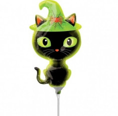 Balon folie mini figurina Black Kitty, umflat + bat si rozeta, Radar 37025 foto