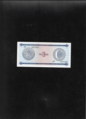 Cuba 3 pesos 1987 seria067083 C unc foto