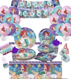 Set 147 piese vesela petrecere Ariel Mica Sirena pentru 10 copii , set decorarea completa a mesei + baloane, Mov