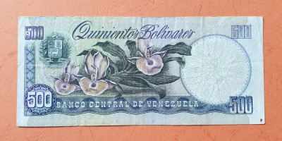 500 Bolivares anul 1990 Bancnota veche Venezuela foto