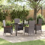 vidaXL Scaune Exterioare 5 pcs Gri Gri &icirc;nchis 160 x 80 x 73 cm