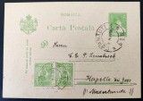 ROMANIA 1928 - Intreg Postal 2 lei verde Mihai I - circulat Cernauti (Bucovina) - Kapelle (Olanda) - suprafrancat 2 x 2 lei - expeditor DR. PAUL WOTTA