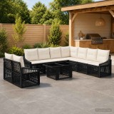 Cumpara ieftin Set de canapele pentru gradina 10 buc. Negru si Alb crem