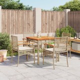 VidaXL Set mobilier de grădină cu perne, 5 piese, bej, poliratan