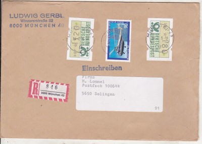 bnk fil Germania - plic circulat 1983 - francatura mixta marci de automat- marca normala foto