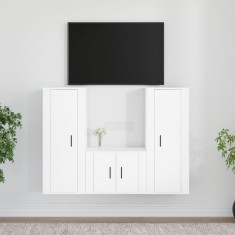 vidaXL Set comoda TV, 3 piese, alb, lemn prelucrat foto