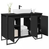 vidaXL Dulap pentru chiuvetă baie, negru, 91x35x60 cm, lemn prelucrat