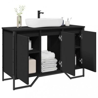 vidaXL Dulap pentru chiuvetă baie, negru, 91x35x60 cm, lemn prelucrat 848659 foto