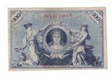 Bancnota Germania 100 mark/marci 7 februarie 1908, serie rosie, stare buna