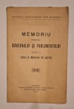 Memoriu Uniunea Avocaților &ndash; Guvern și Parlament &ndash; București 1926