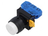 Comutator 22mm Alb Acţionat prin Apăsare 2 NO Poz.i