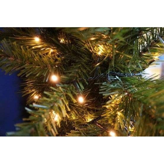 Instalatie de craciun cu baterii tip liniar, 2 jocuri de lumini, fir verde 10 m 100 led -uri, alb cald