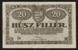 y902 UNGARIA BANCNOTA DE 20 FILLER 1920 CIRCULATA XF