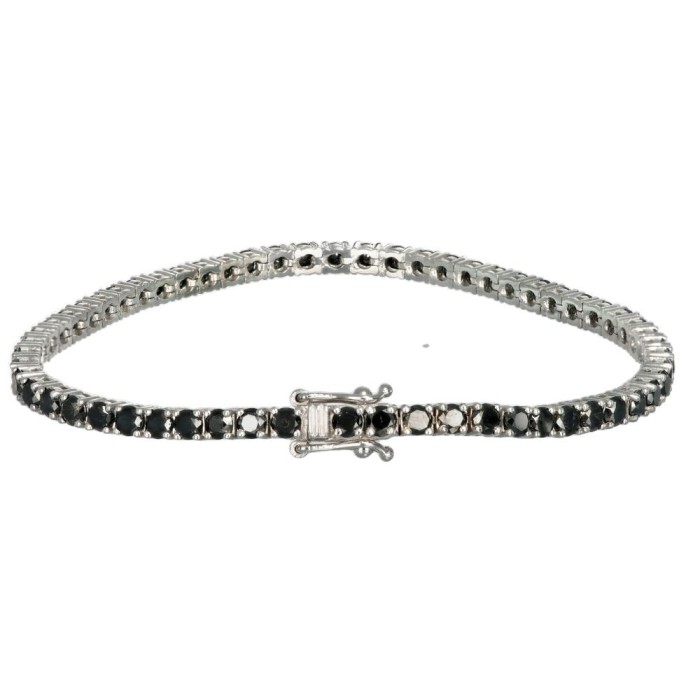 Bratara Tennis Black Diamonds din aur alb de 14 K