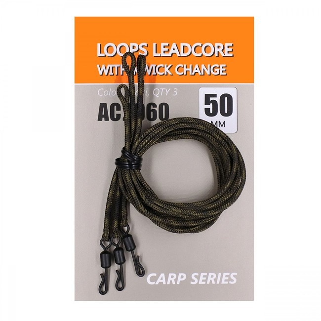 Montura Leadcore Orange Loops cu Agrafa Quick Change 50cm 3buc