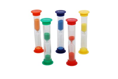 Set de 5 miniclepsidre cu nisip colorat si cronometrare diferita foto