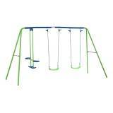 Outsunny Set Leagăn de Grădină cu Leagăn Dublu și 2 Leagăne Simple, 280x140x178 cm, Verde | Aosom Romania