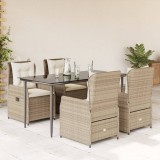 vidaXL Set mobilier de grădină cu perne, 5 piese, bej, poliratan 3262885