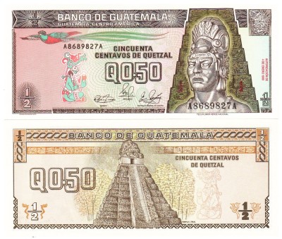 Guatemala 0,5 Quetzal 1989 P-72a UNC Tecun Uman foto