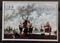 BC634, Sealand 1970, timbru picturi, corabii (timbru de la colita0