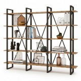 Cumpara ieftin Biblioteca Sous cadru Metal, Crem, 220 x 180 x 34 cm