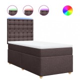 Cumpara ieftin Pat box spring cu saltea, maro inchis, 80x200 cm, textil