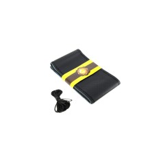 Husa volan cu ac si ata din piele cu gaurele, marime M,culoare Negru PREMIUM Cod: LUXFST01