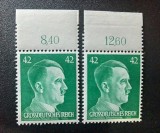 Gro&szlig;deutsches Reich-1944-Hitler Definitive (Michel 801 / 900) MNH Pereche de Margine Superioară cu Numere de Coală 8,40 și 12,60 -Bn1
