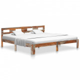 Cadru de pat, 200 x 200 cm, lemn masiv de sheesham, Cires, Dublu, Cu polite semirotunde, vidaXL