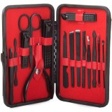 Cumpara ieftin Trusa de unghii cu 15 piese pentru manichiura si pedichiura, ustensile pentru ten, penseta, indepartare puncte negre si geanta de transport, design ne