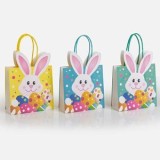 Set 3 Pungi Cadou de Paste cu Model Iepuras Colorat, 12,7 x 12,7 x 5 cm, CMCLASS