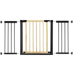 Poarta de siguranta Safety Gate pentru scari, ajustabila, din lemn cu structura otel, 131-138cm, negru maro Household NewTrend