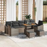 vidaXL Set de canapele pentru grădină cu pernă 10 pcs Gri Rattan poli
