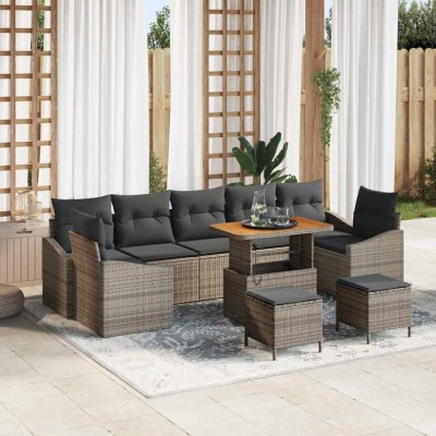 vidaXL Set de canapele pentru grădină 10 pcs Gri 90 x 55 x 71 cm 3364593 foto