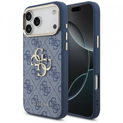 Husa pentru Apple iPhone 17 Pro Max, Guess, Big 4G Logo Classic, Albastra Aurie foto