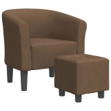 Cumpara ieftin Fotoliu tip cuva cu taburet, maro, material textil