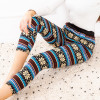 Colanti Dama Imblaniti Craciun Fulgi Nea Iarna Model Norvegian M-4XL. Leggings Grena/Turcoaz/Negru, Buzunare, Bumbac 95%