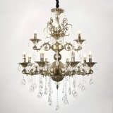 Candelabru SANSSOUCI Royal 12xE14 Metal si Cristal Inaltime Reglabila Alama Antichizata ModernLight Concept