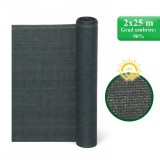Plasa de umbrire, HDPE, UV, 150 g/mp, grad umbrire 90%, antracit, 2x25 m, Strend Pro