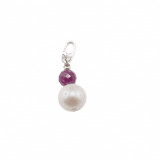 Pandantiv cristal natural rubin fatetat si perle de cultura a cu argint 925, Stonemania Bijou
